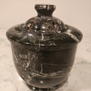 Black Zirat Marble Natural Solid Stone Jar with Lid